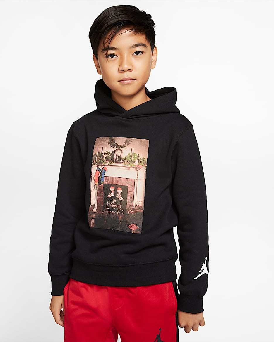 Jordan Big Boys AJ1 Christmas Hoodie Black